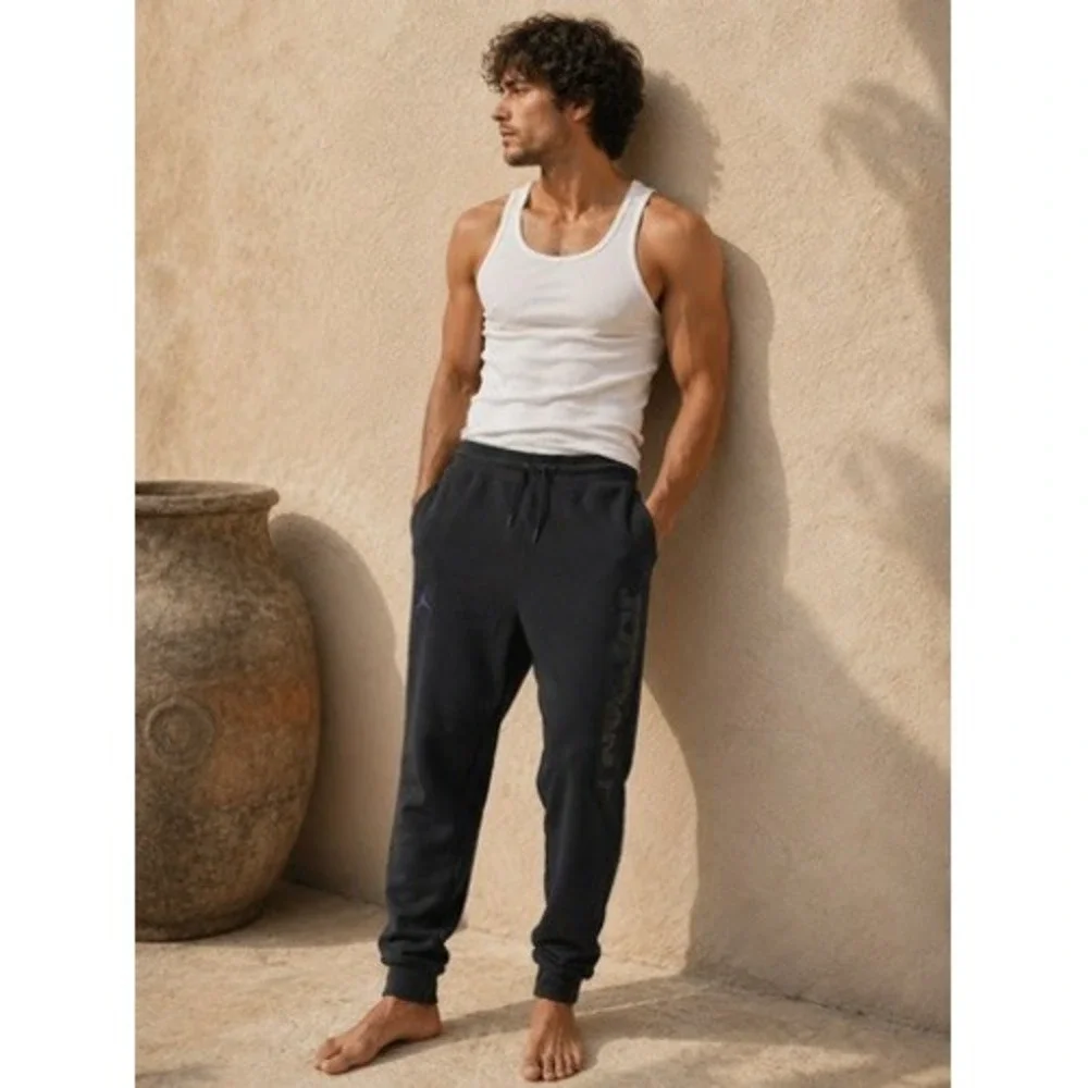 Jordan 72-10 Mens Black Graphic Jogger Sweatpants Small Jumpman Logo Basketball